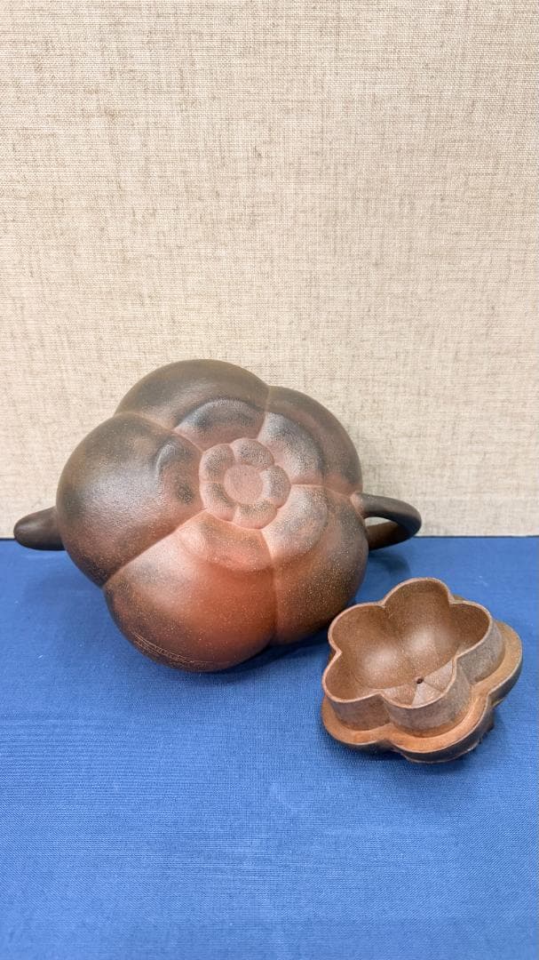 本格 宜興紫砂茶壺 黒泥 手彫り書道 梅花蓋 中国茶器 工夫茶
