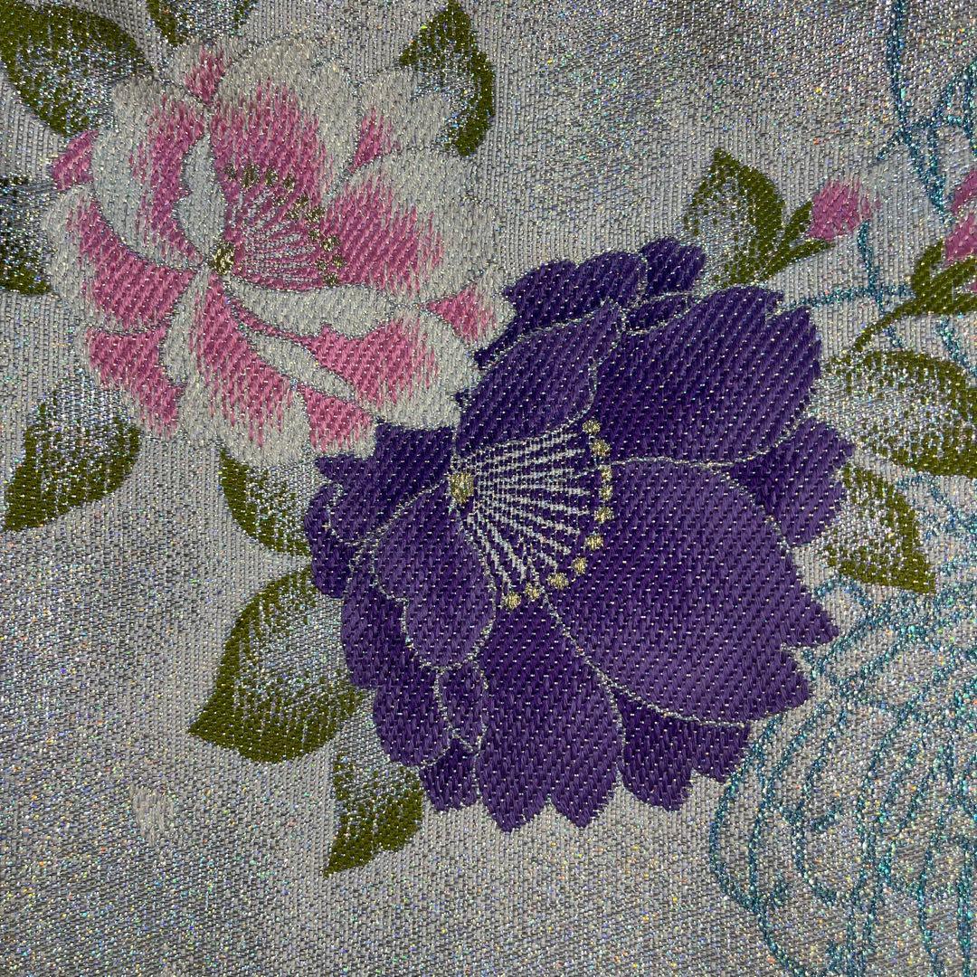 ❸ラスト❣️帯リメイクバッグ高級 正絹帯︎︎✦︎乱菊︎︎✦︎花✿大size(Dカン・底板付き)