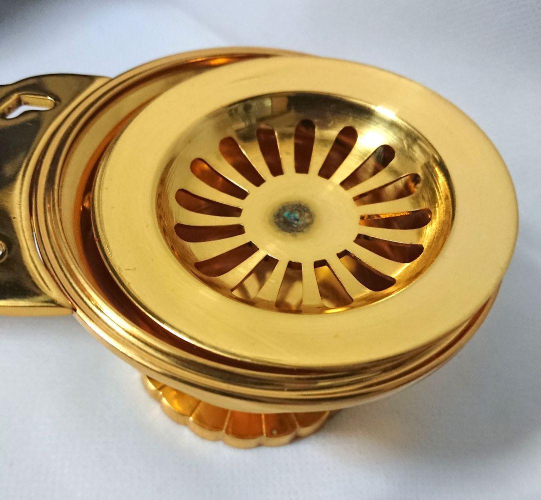 ✶金属工芸品✶柄香炉 太子型 真鍮 金メッキ 蝶番なし 寺院仏具 京都 高級品
