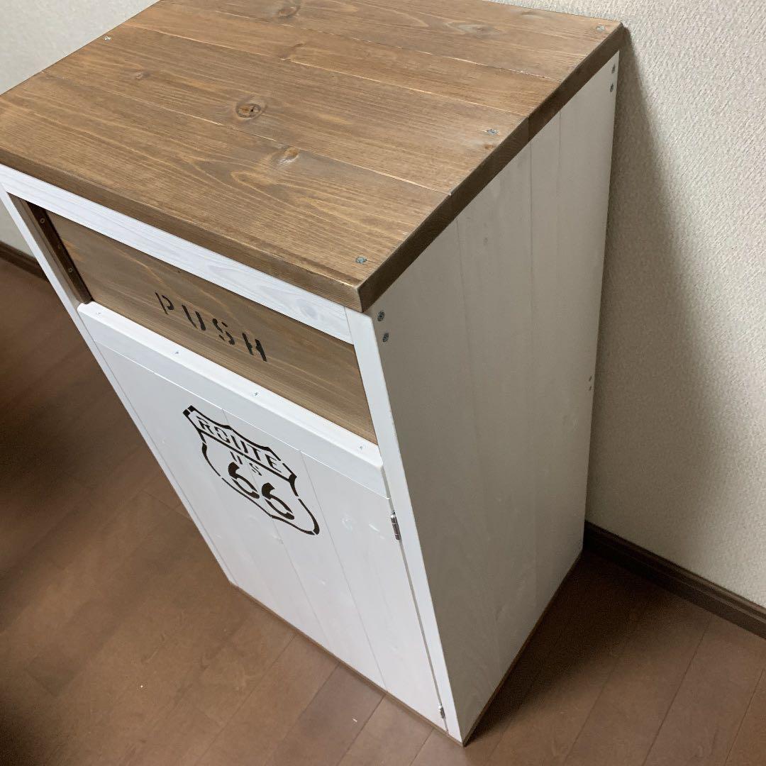ダストボックス　45L アメリカン　ROUTE66 お洒落ゴミ箱　木製ゴミ箱