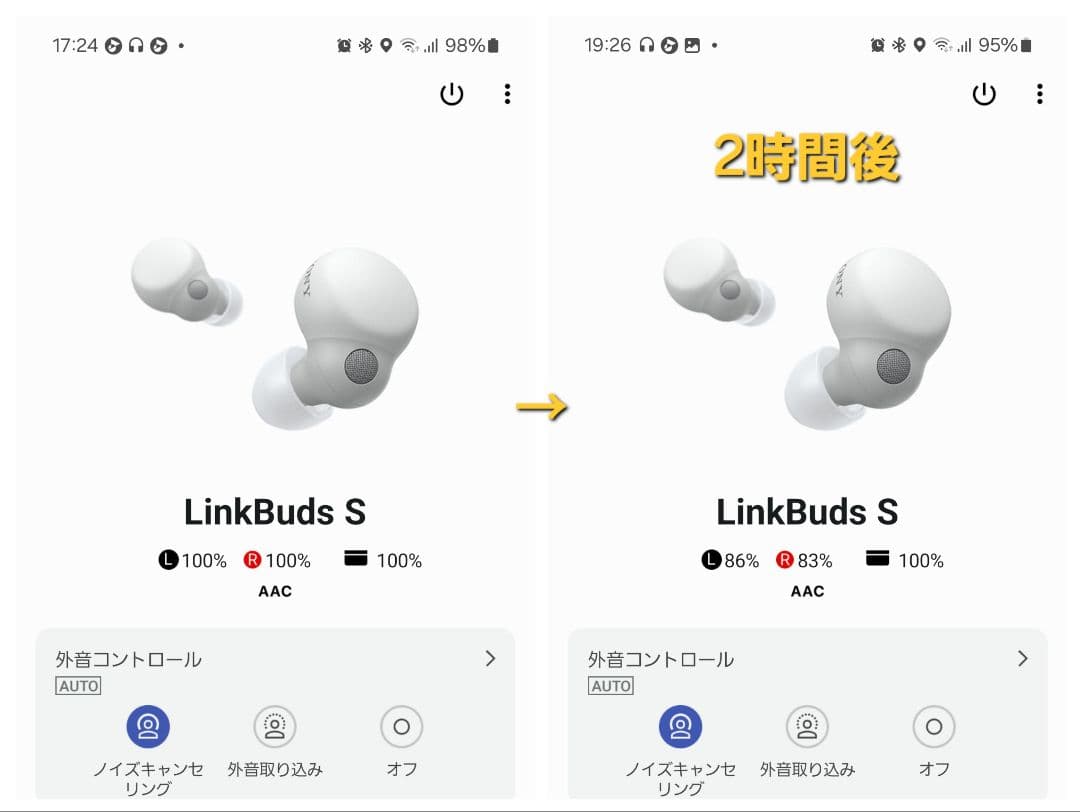 【電池交換品】SONY LinkBuds S WF-LS900N ホワイト 原神
