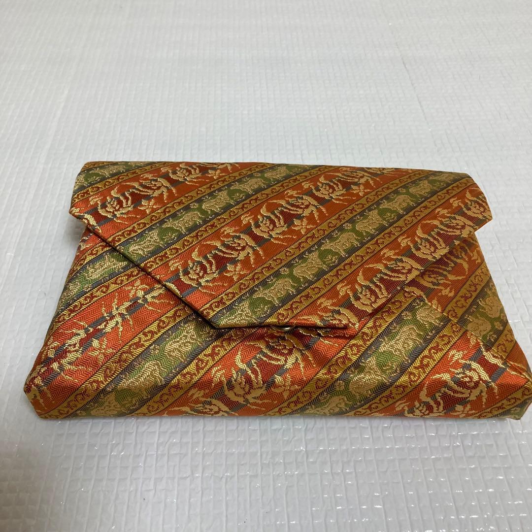 TS70 西陣織 数寄屋袋 名物裂 暈繝双鳳双牛文 茶道具 和装小物 絹