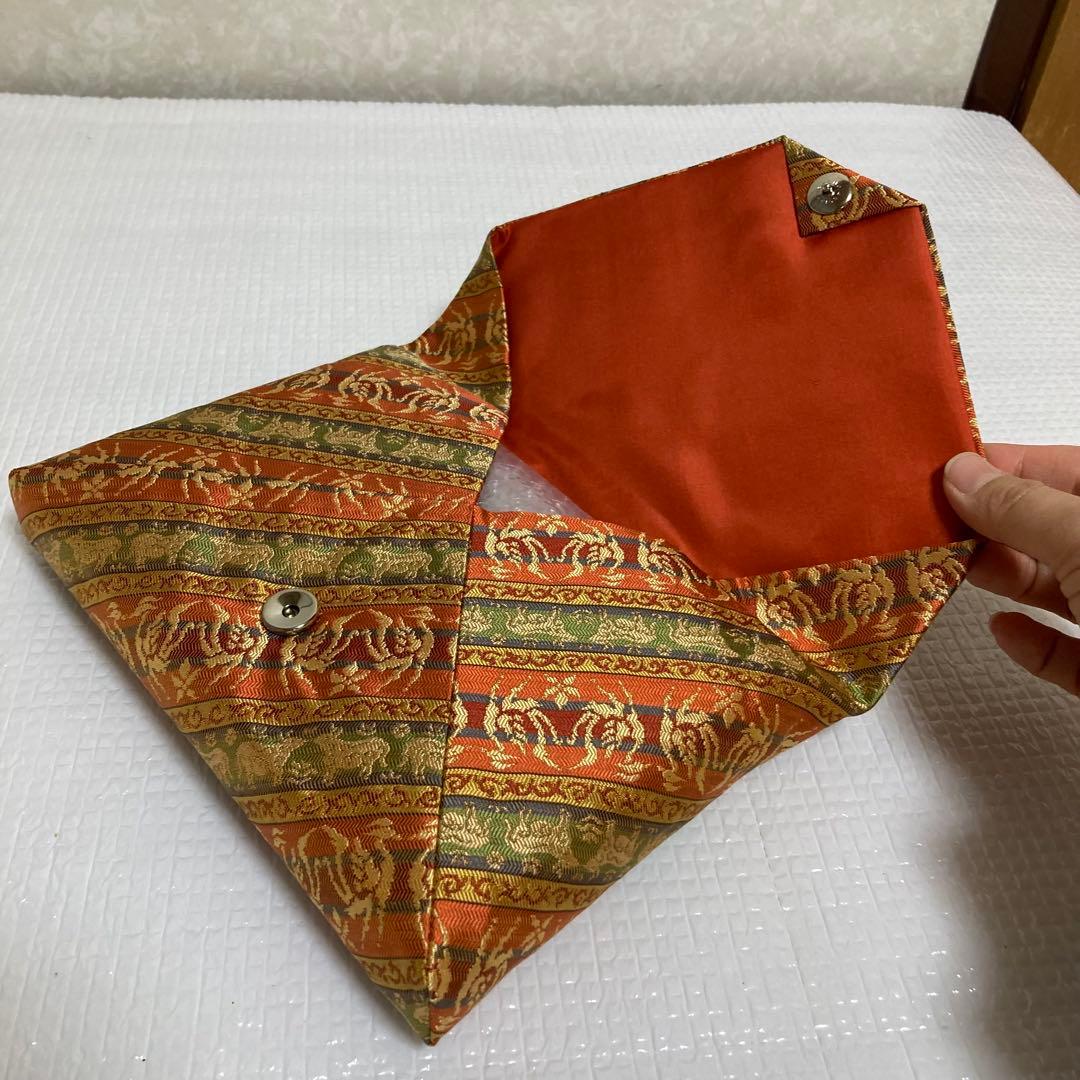 TS70 西陣織 数寄屋袋 名物裂 暈繝双鳳双牛文 茶道具 和装小物 絹