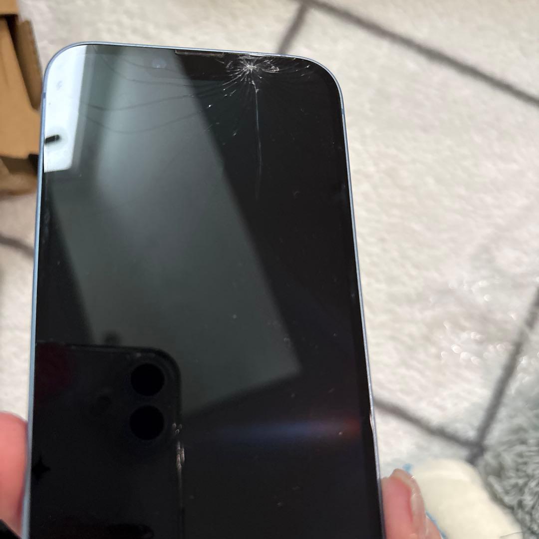 Apple iPhone 14ブルー 本体 画面ひびあり