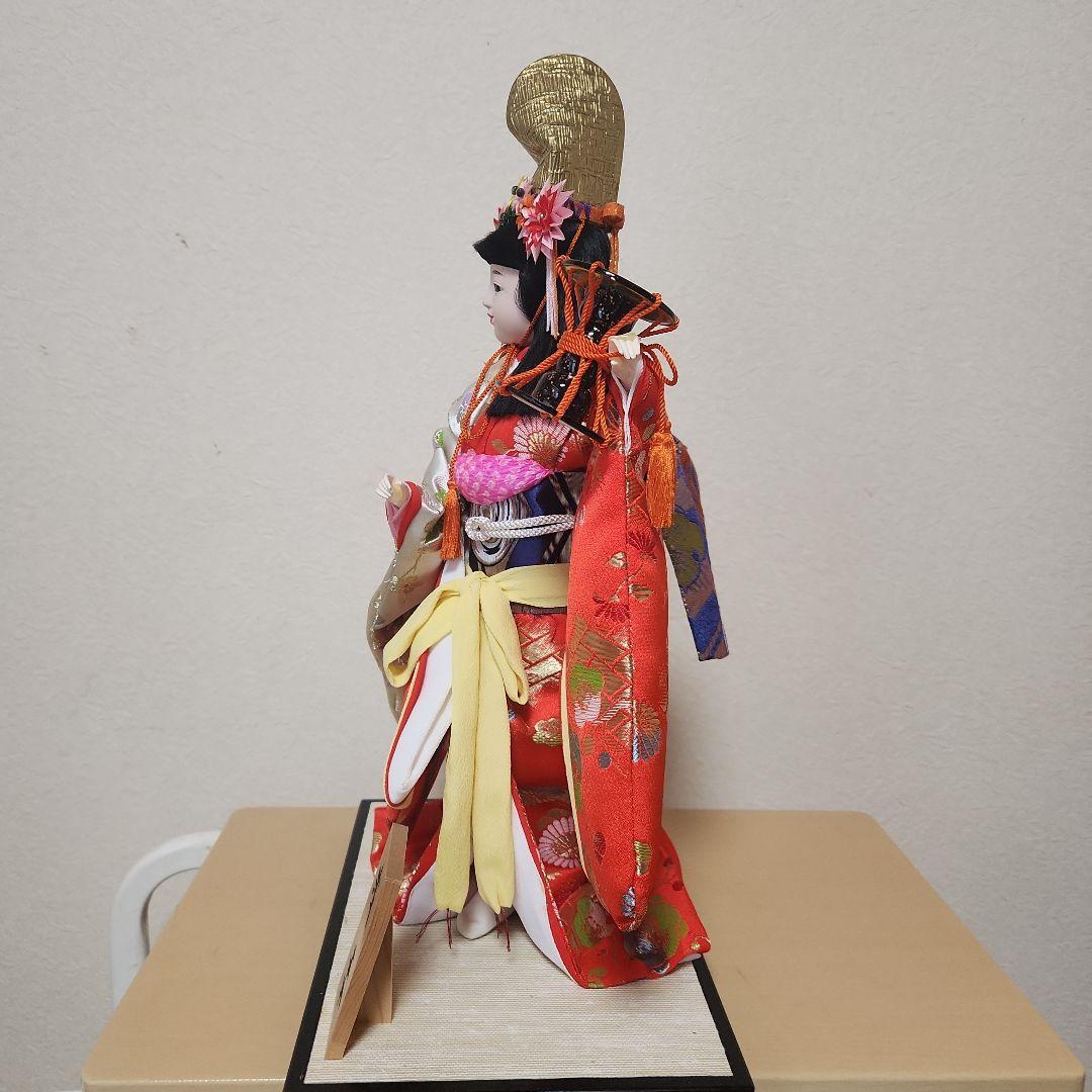 市松人形 赤と金の装飾 浅妻 昭和レトロ 鼓 日本人形 約51cm