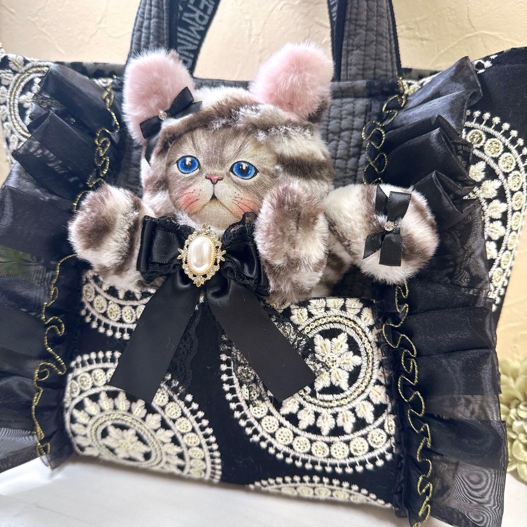 灰*猿様 コヤンイサムチュン♡上品インド刺繍×ヌビ！ルミちゃんのフリルトートバッ