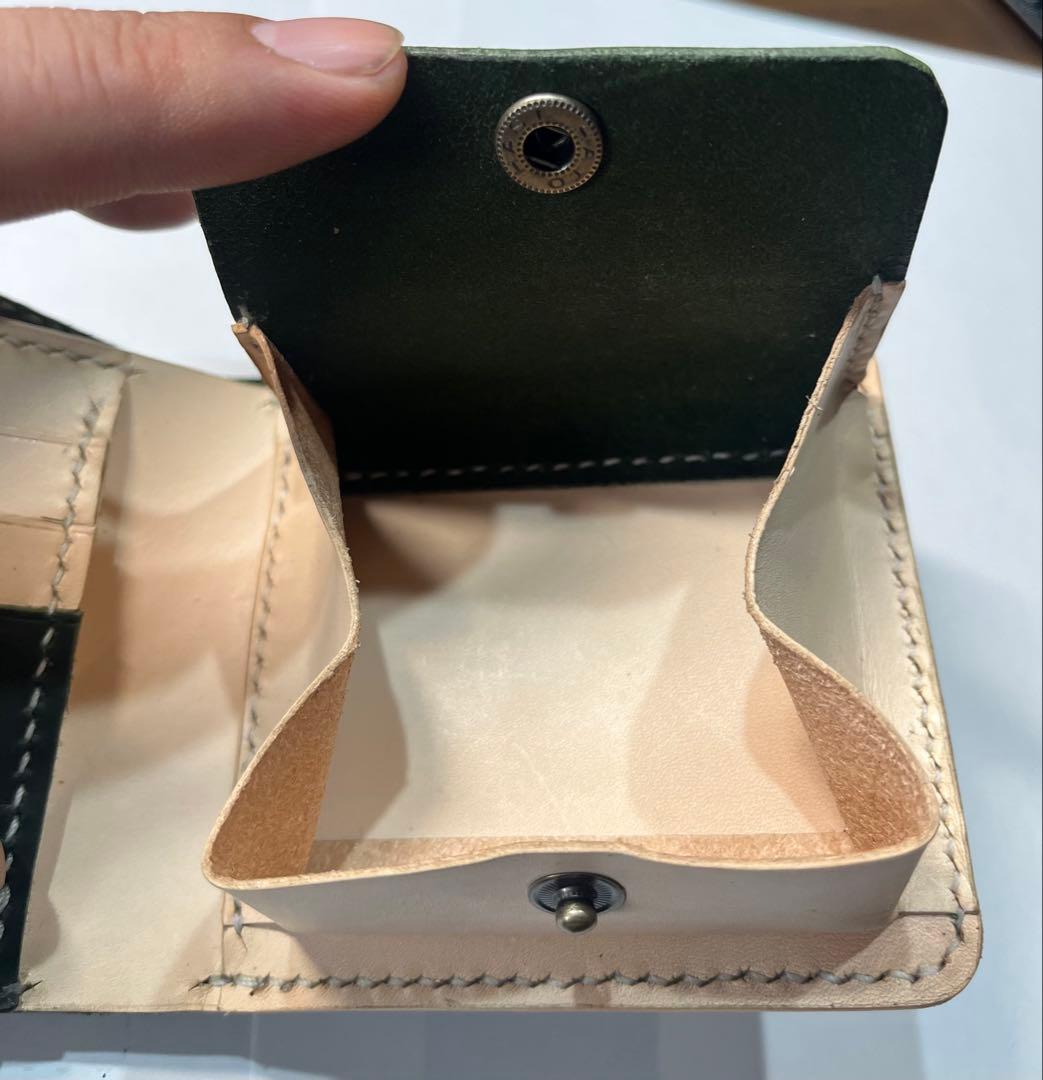 本革　財布　ウォレット　コンパクト　グリーン　レザー