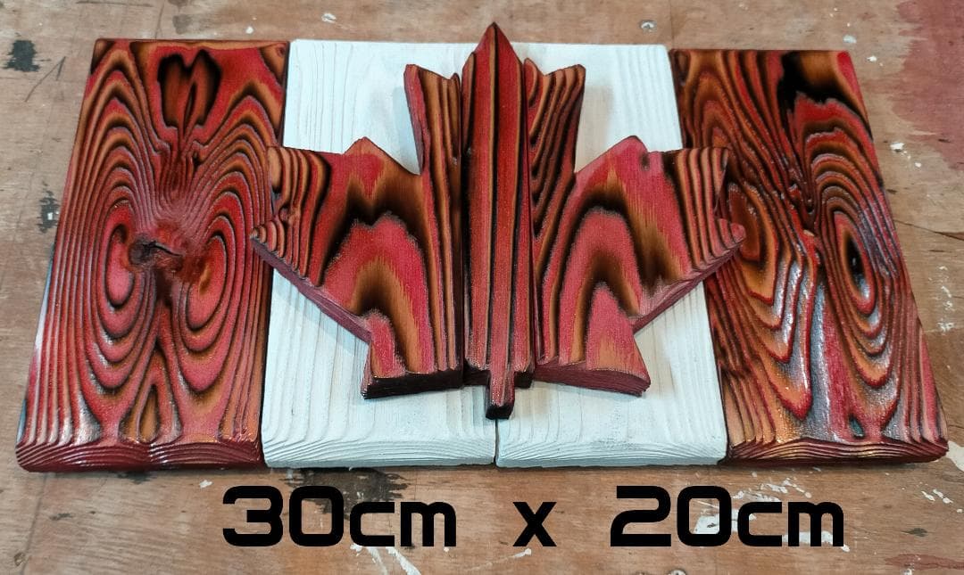 木製カナダ国旗 焼杉 BoLeRo 30cm x 20cm
