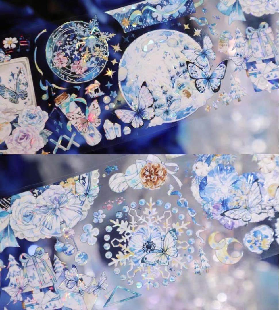 699円【KN137】海外PET（镭射銀 ）マステ マスキングテープ　雪　冬　熊