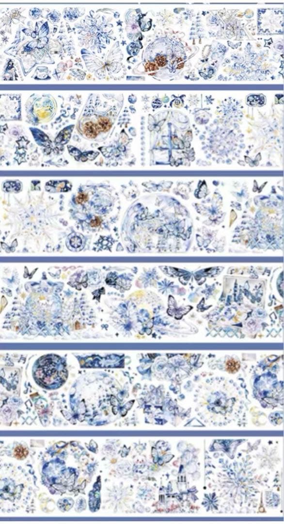 699円【KN137】海外PET（镭射銀 ）マステ マスキングテープ　雪　冬　熊