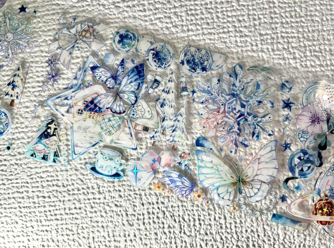 699円【KN137】海外PET（镭射銀 ）マステ マスキングテープ　雪　冬　熊