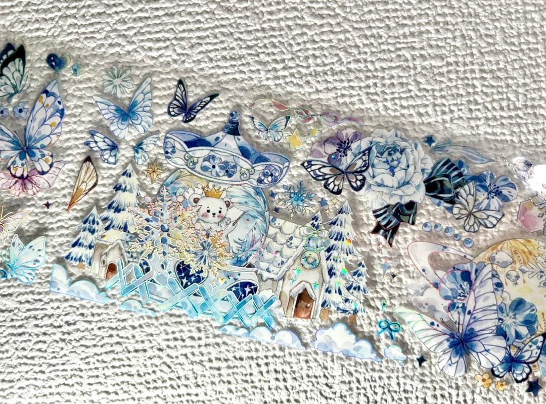 699円【KN137】海外PET（镭射銀 ）マステ マスキングテープ　雪　冬　熊