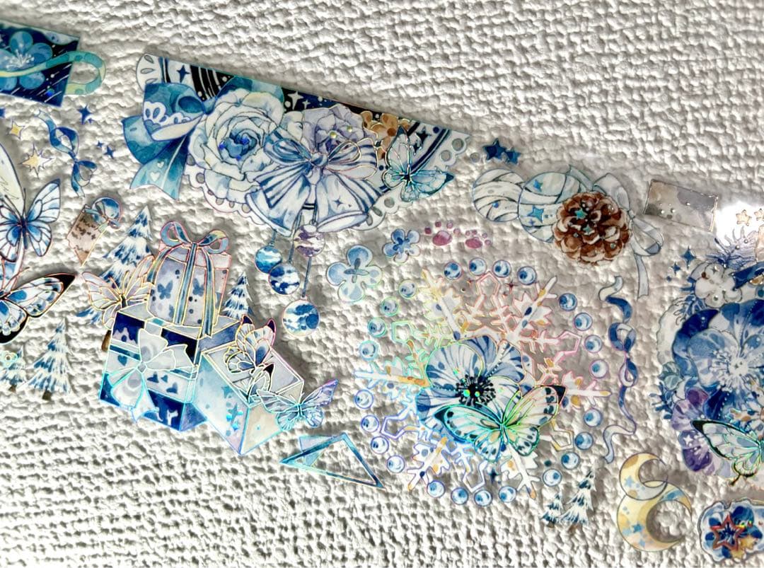 699円【KN137】海外PET（镭射銀 ）マステ マスキングテープ　雪　冬　熊