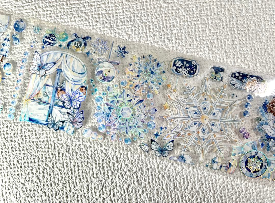 699円【KN137】海外PET（镭射銀 ）マステ マスキングテープ　雪　冬　熊