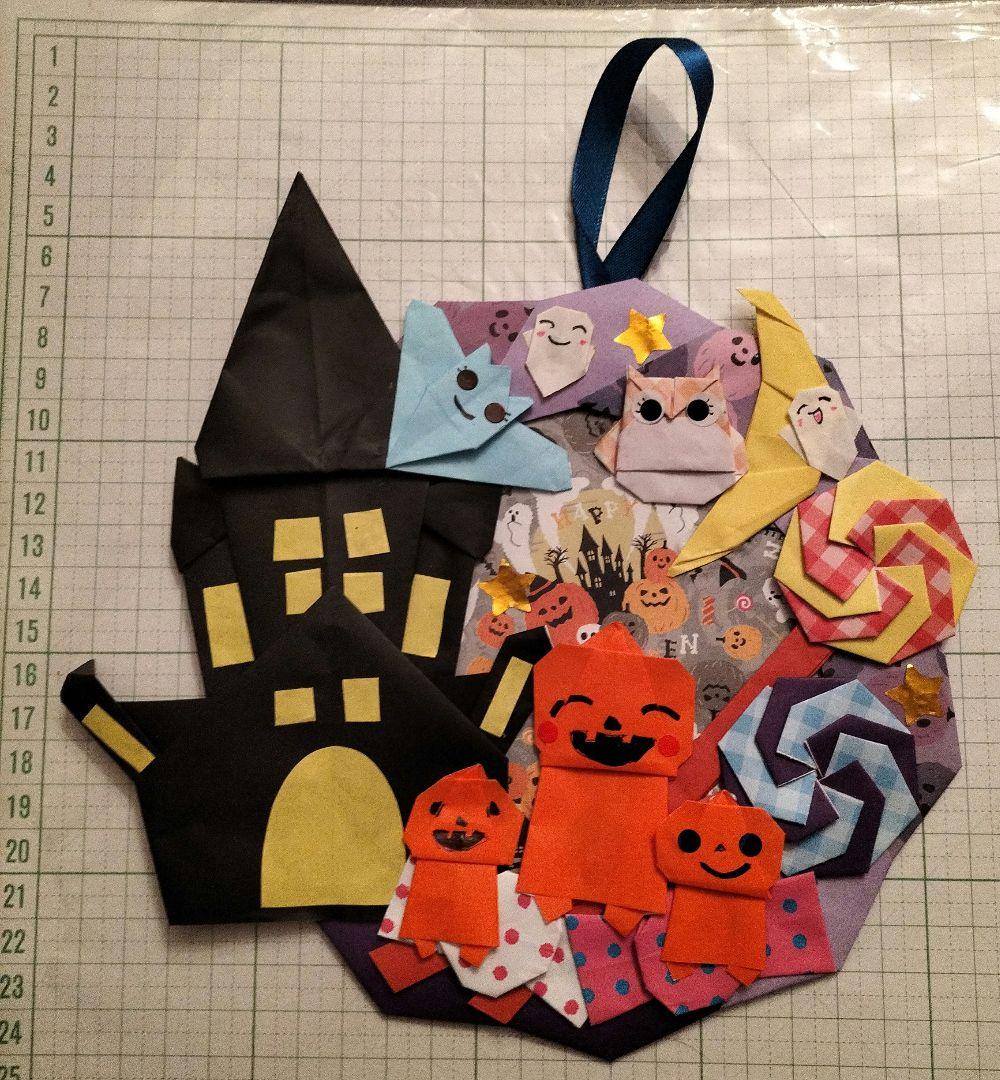 折り紙　現品　かぼちゃマンのハロウィン　壁面リース