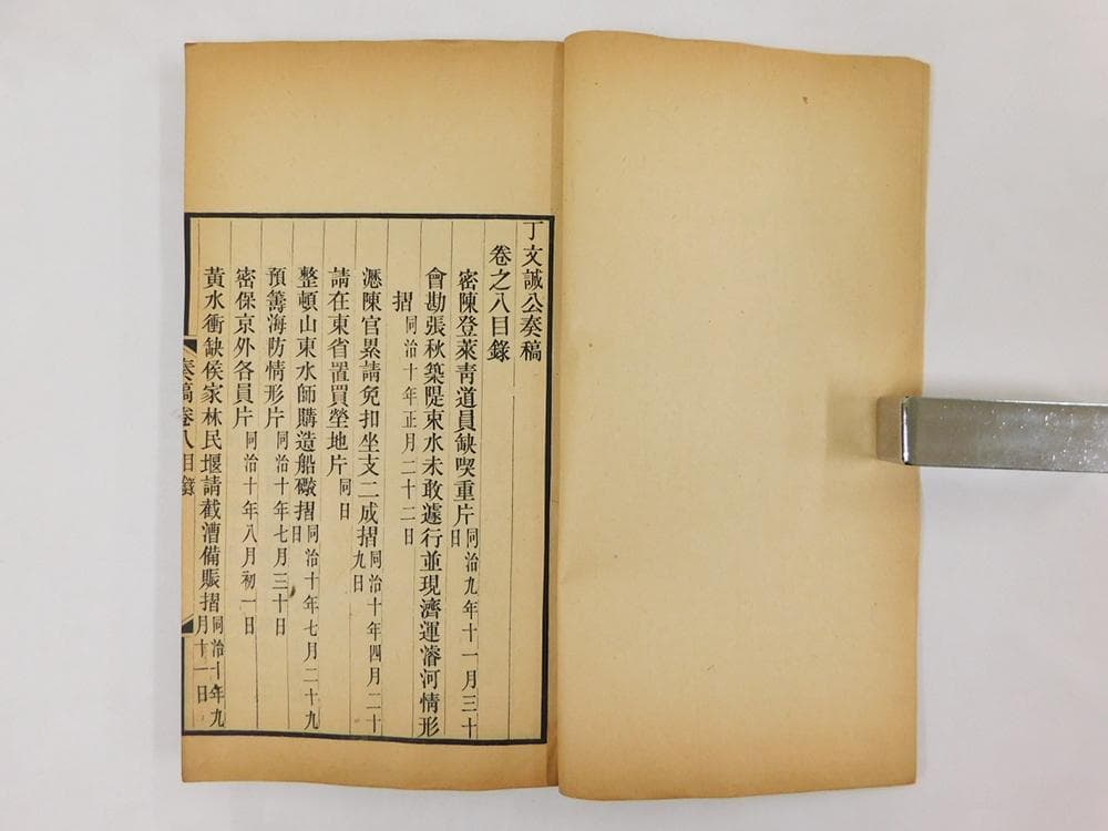 【籍】　★ 丁文誠公奏稿 巻8存 ★　計1冊　清朝期 木版印刷　経史子集