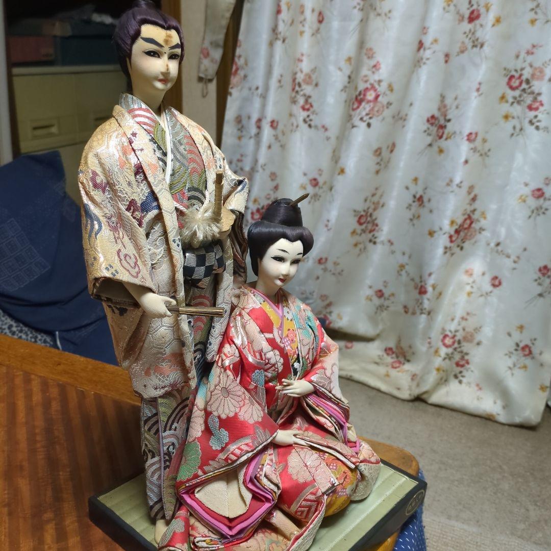 日本人形 男女セット 伝統的和服．沖縄製