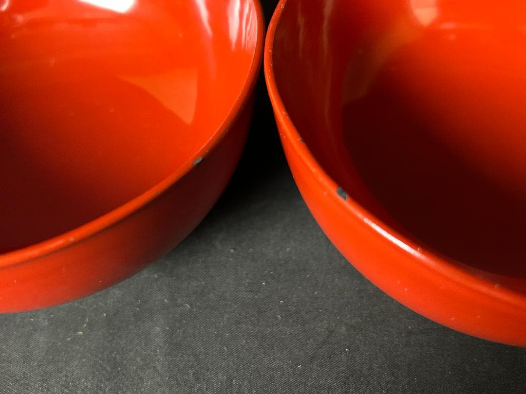 時代 輪島塗 金蒔絵 蓮図 朱塗 菓子椀 5客 茶懐石道具 74
