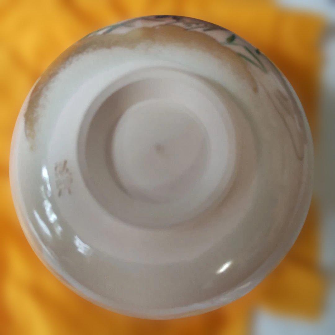京焼 弘竹 作 色絵 仁清 芦に鵜 平茶碗 弘艸 共箱 共布 抹茶碗 茶碗 新品