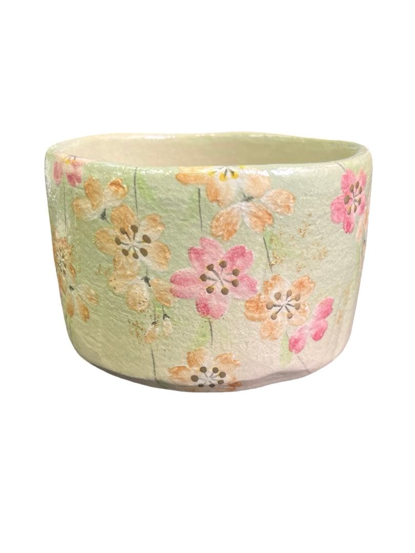 茶碗　楽焼　枝垂桜　吉村楽入　桐箱　抹茶茶碗　抹茶碗　茶道具　抹茶