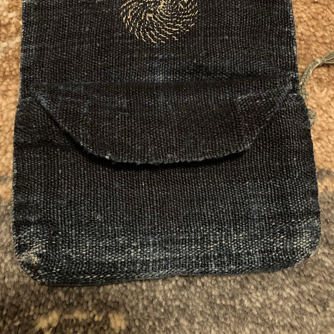 野原 藍染 ポーチ ケース 刺繍