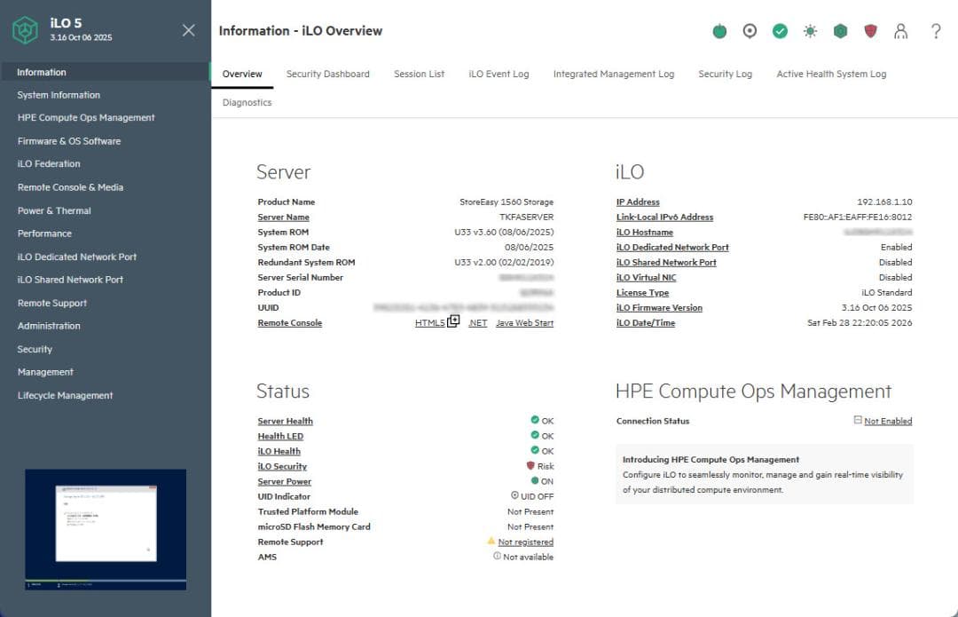HP タワー型サーバー StoreEasy 1560 (ML110 Gen10)