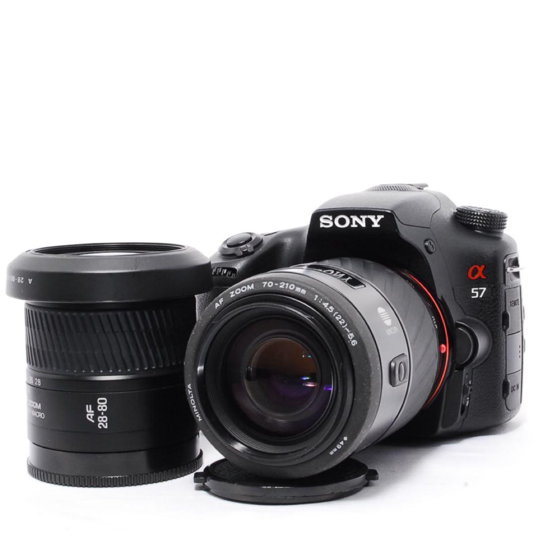 ◆SONY α57◆ショット数僅か◆一眼レフカメラ◆標準＆望遠レンズ◆すぐ使える