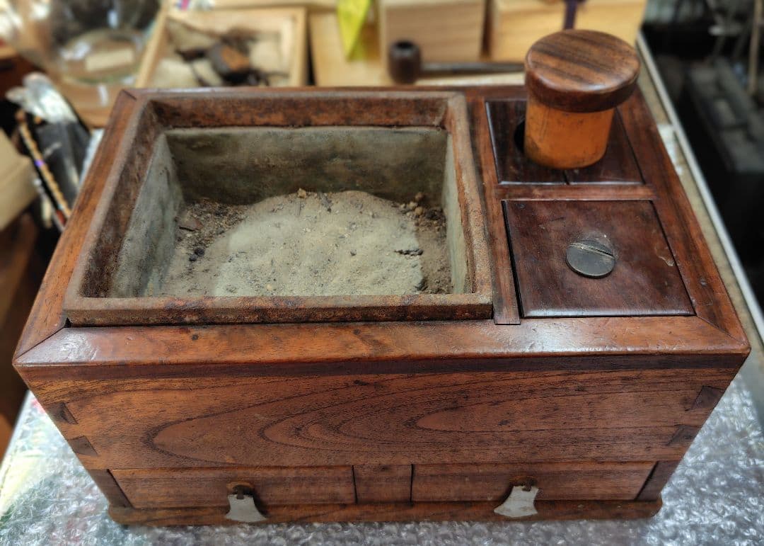 希少 小型 豆火鉢 ケヤキ 長火鉢 上品 煎茶用 茶道具 古民具 ミニ