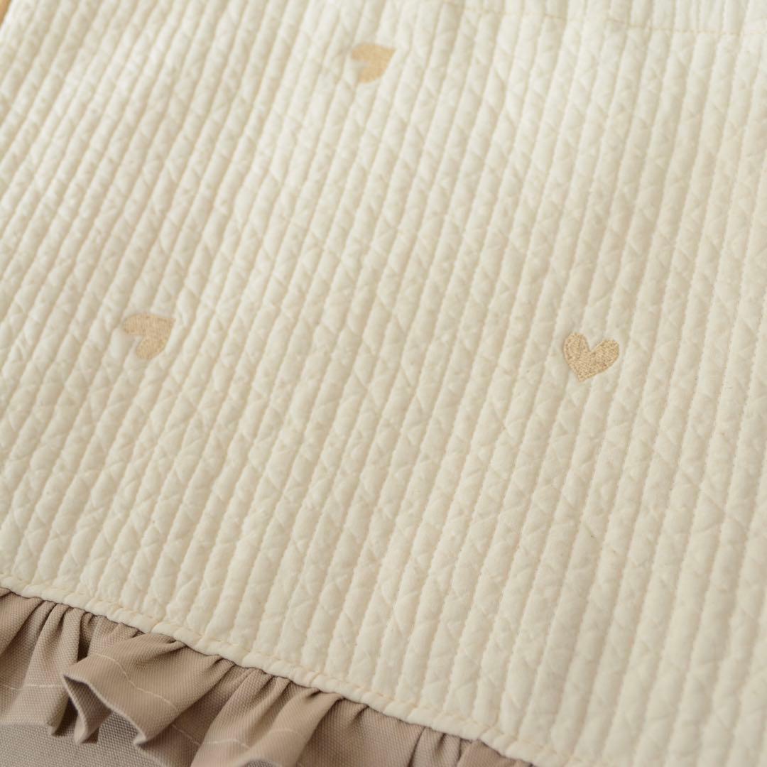 ハート刺繍ヌビ×フリル　入園入学3点セット/レッスンバッグ 上履き入れ 体操着袋