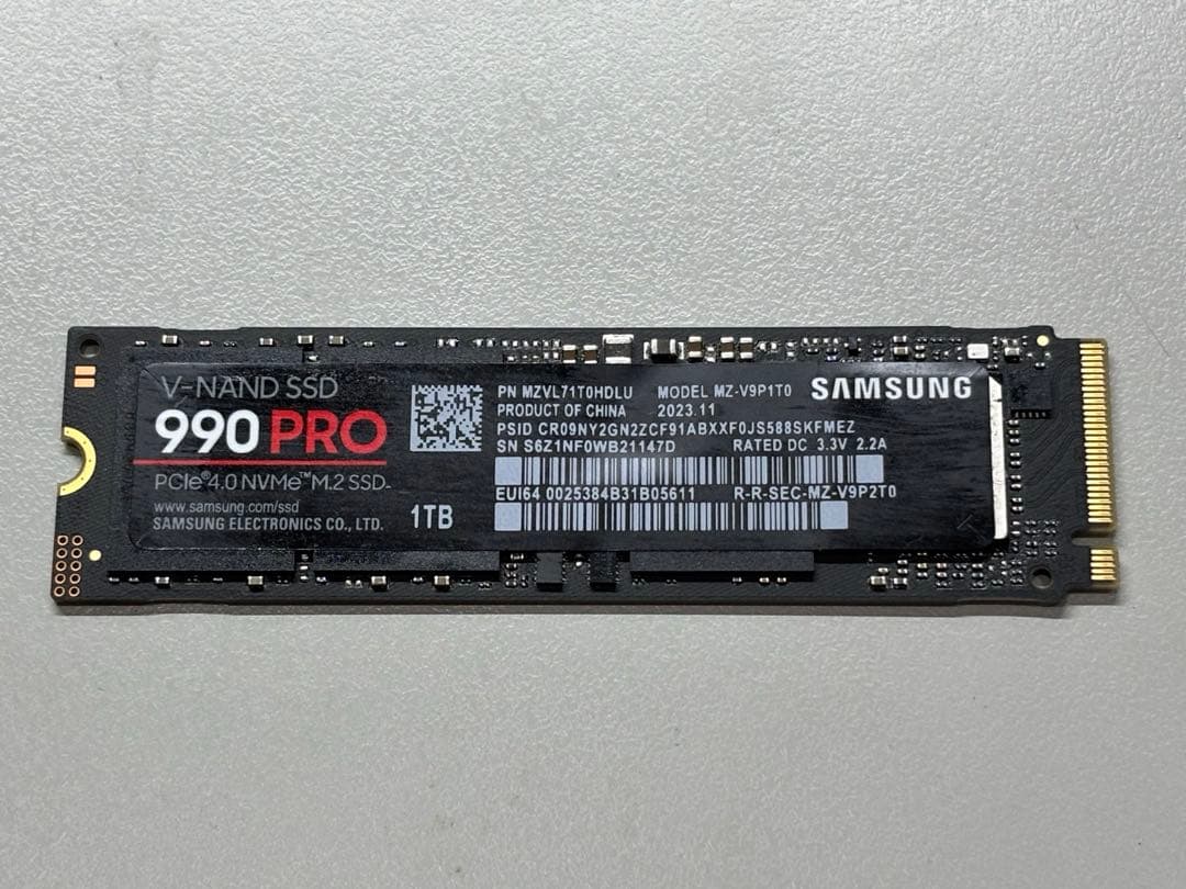 内蔵型SSD Samsung 990 PRO 1TB SSD