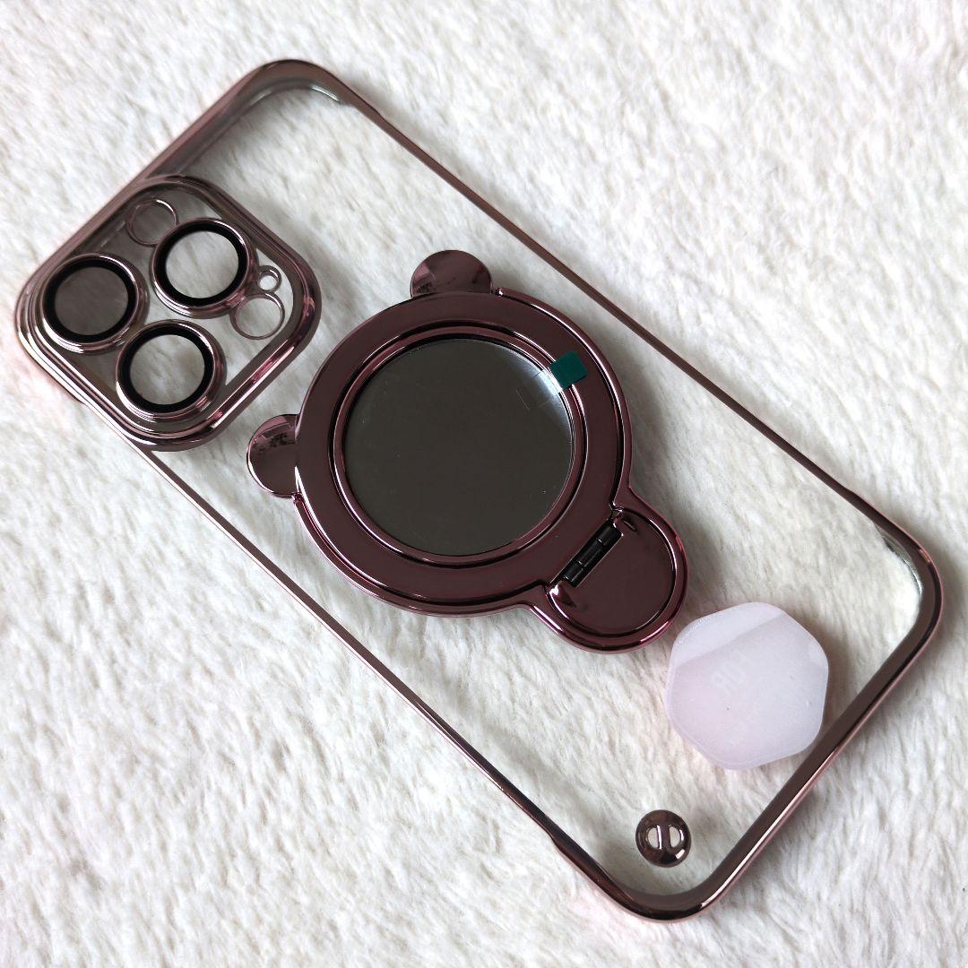 iPhone15ProMax　カバー　ミラー付　ピンク