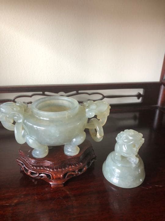 中国 天然古玉 香炉 ヒスイ 年代品