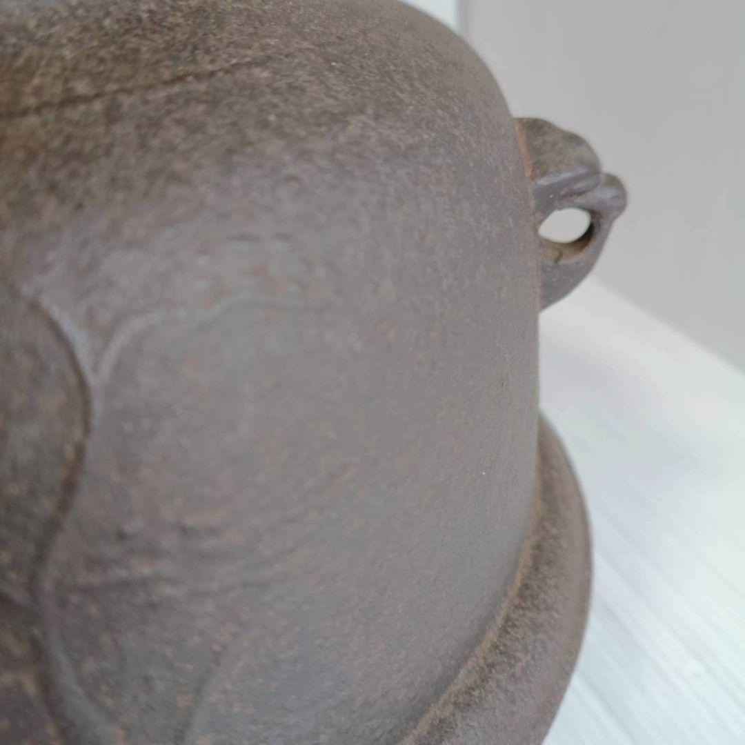 釜師 光洞作 真形羽付釜 浜松地紋 共箱 茶釜 鉄瓶 茶道具 骨董 アンティーク
