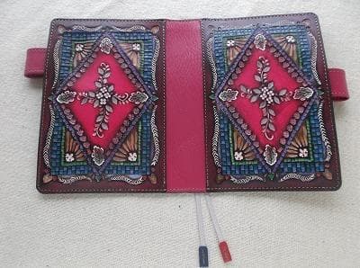 拭き染めのほぼ日手帳カバー　文庫本サイズ　牛革