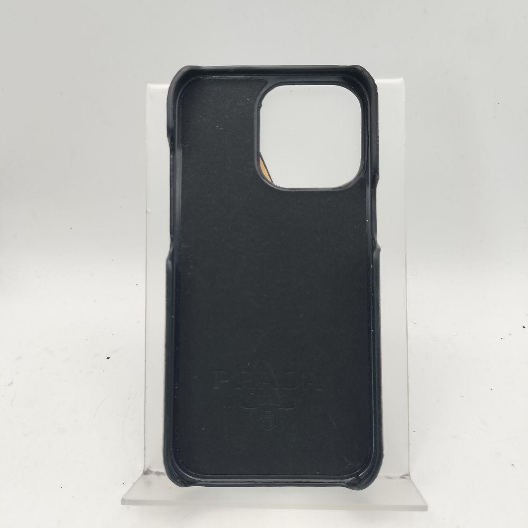 プラダ　iPhone14ケース　パスケース付き　サフィアーノ　ブラック