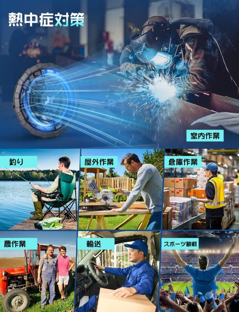 空調作業服 ファンバッテリーセット36V超高出力& 40000mAh大容量