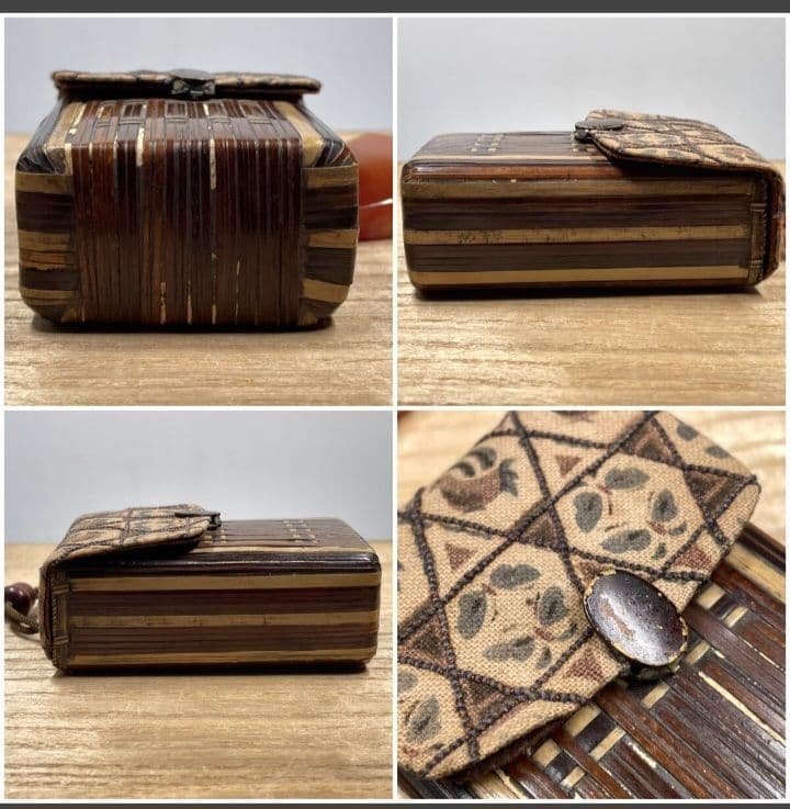 提げ物 籐編 古布 煙草入 瓢箪 緒締玉 瑪瑙 根付 古美術品 喫煙具