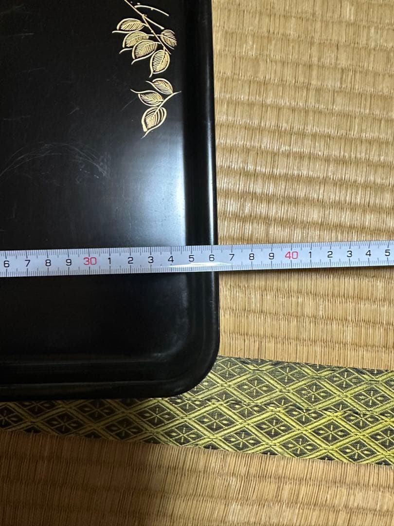 【10客セット】輪島塗 角膳 漆器 黒塗 蒔絵 鳥 花 お盆 折敷 アンティーク
