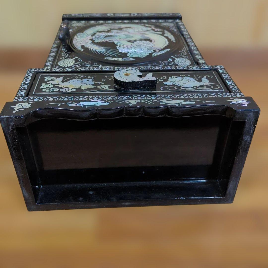 ■韓国伝統工芸品　螺鈿細工小物入れ 4段宝石箱 ドラゴン 龍