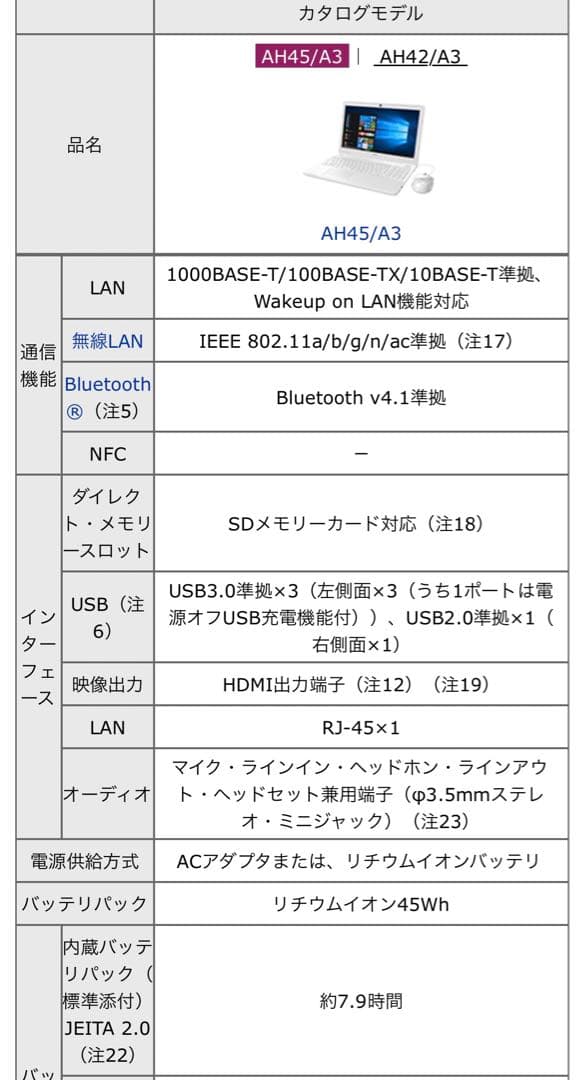 ノートパソコン　カバン付 FUJITSU FMV LIFEBOOK AH45A3