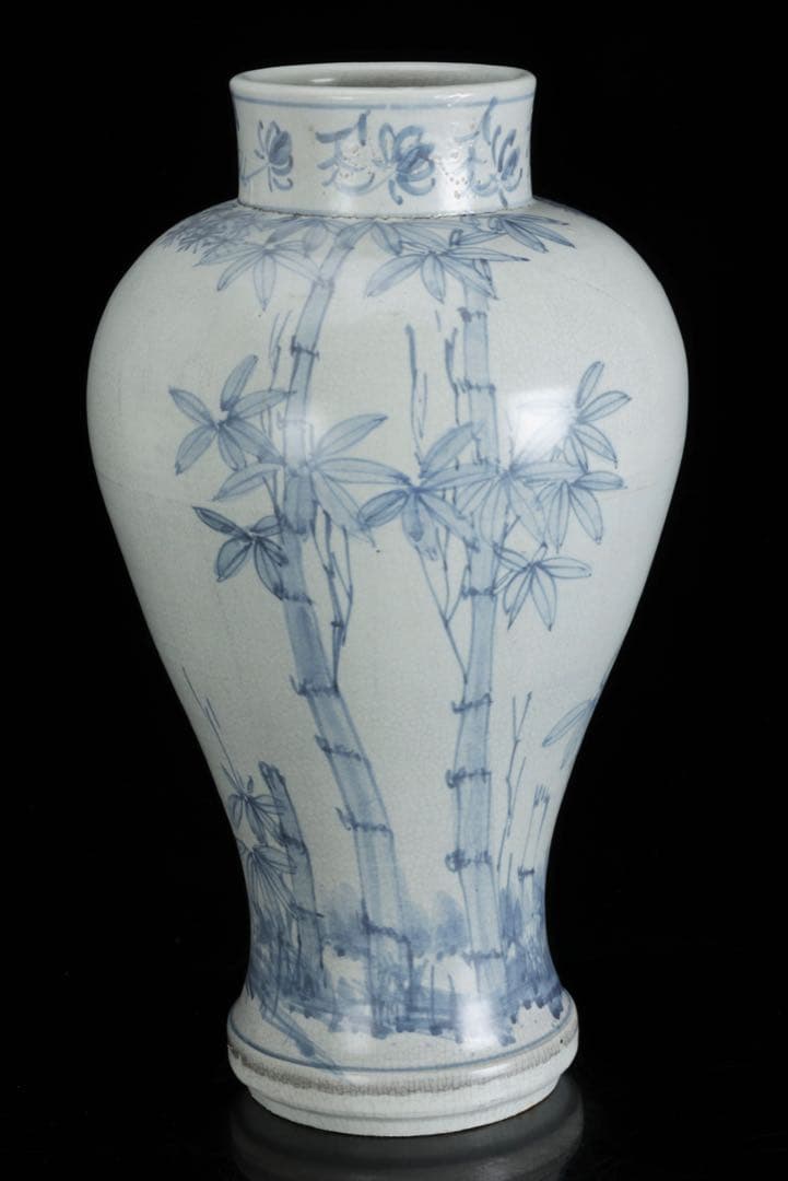 李朝 染付白磁 松竹文大花瓶 45cm 朝鮮古陶磁 古美術 壺 大型花瓶 骨董品