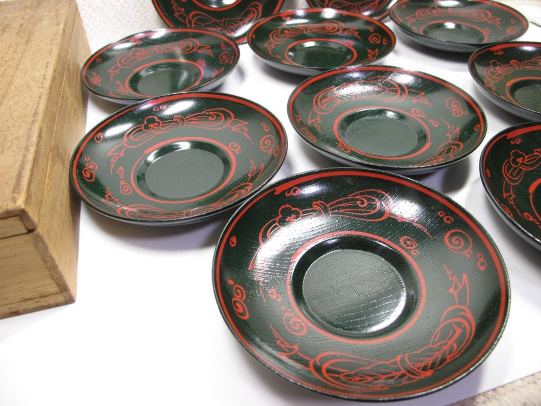 年代物　茶托　御托子　木製漆器　１０客揃い　ビンテージ品