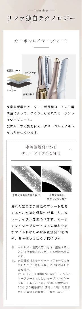 Refa フィンガーアイロンST シャンパンゴールド 説明書・ホルダー付き