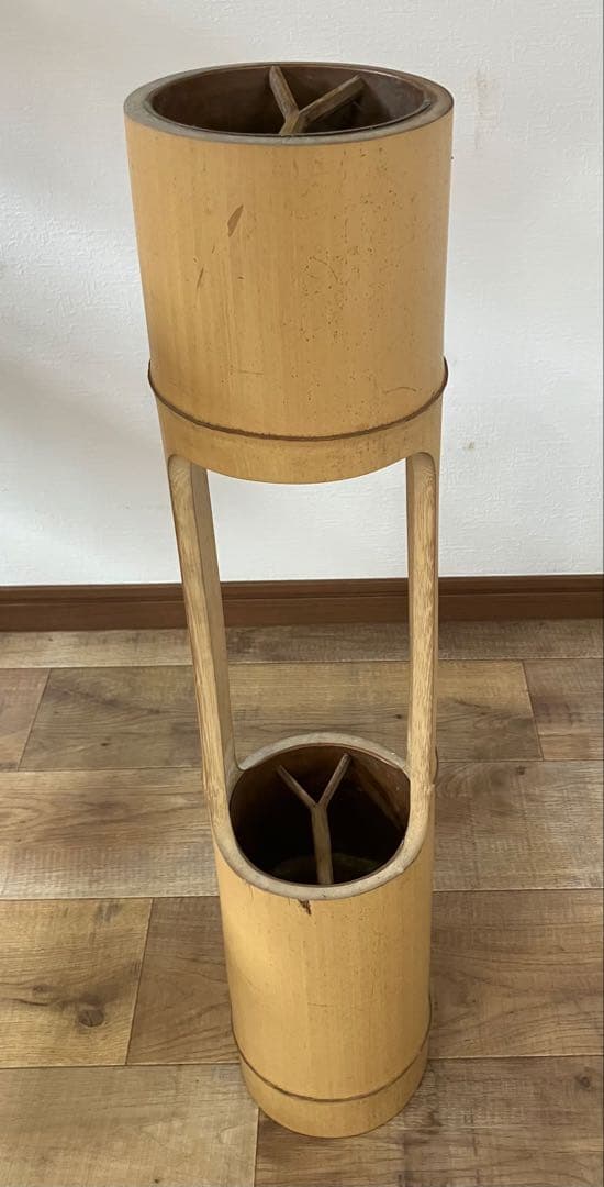 【特大】竹製 花器 2点セット 二重切 一重切 華道具 茶道具 竹筒