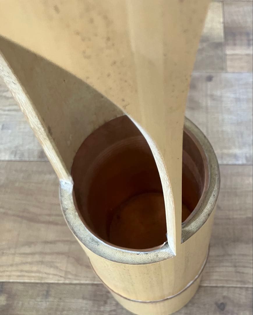 【特大】竹製 花器 2点セット 二重切 一重切 華道具 茶道具 竹筒