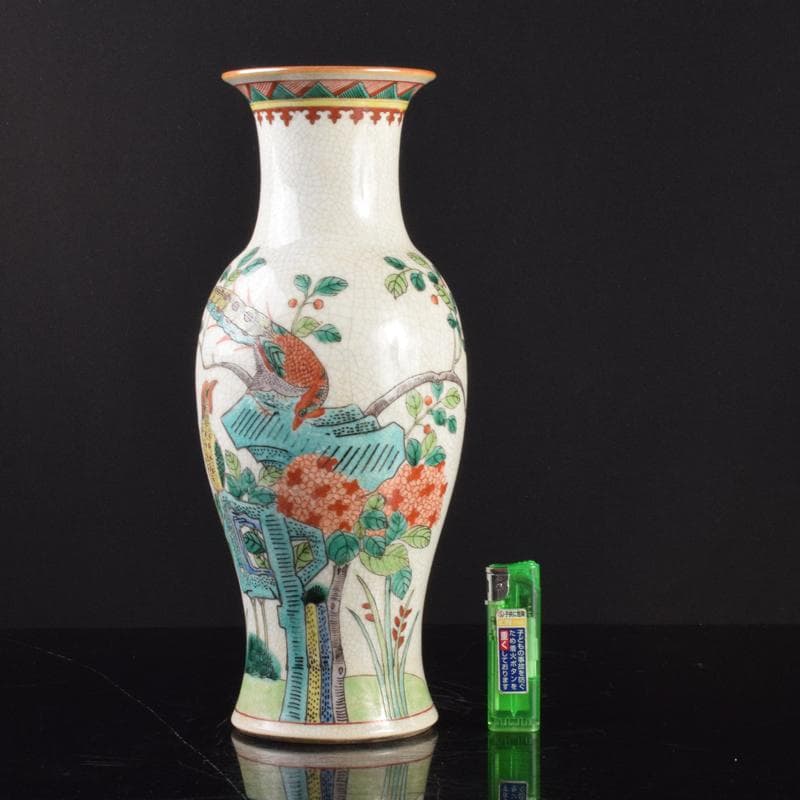 中国　景徳鎮製　粉彩花鳥文瓶　C　4657A