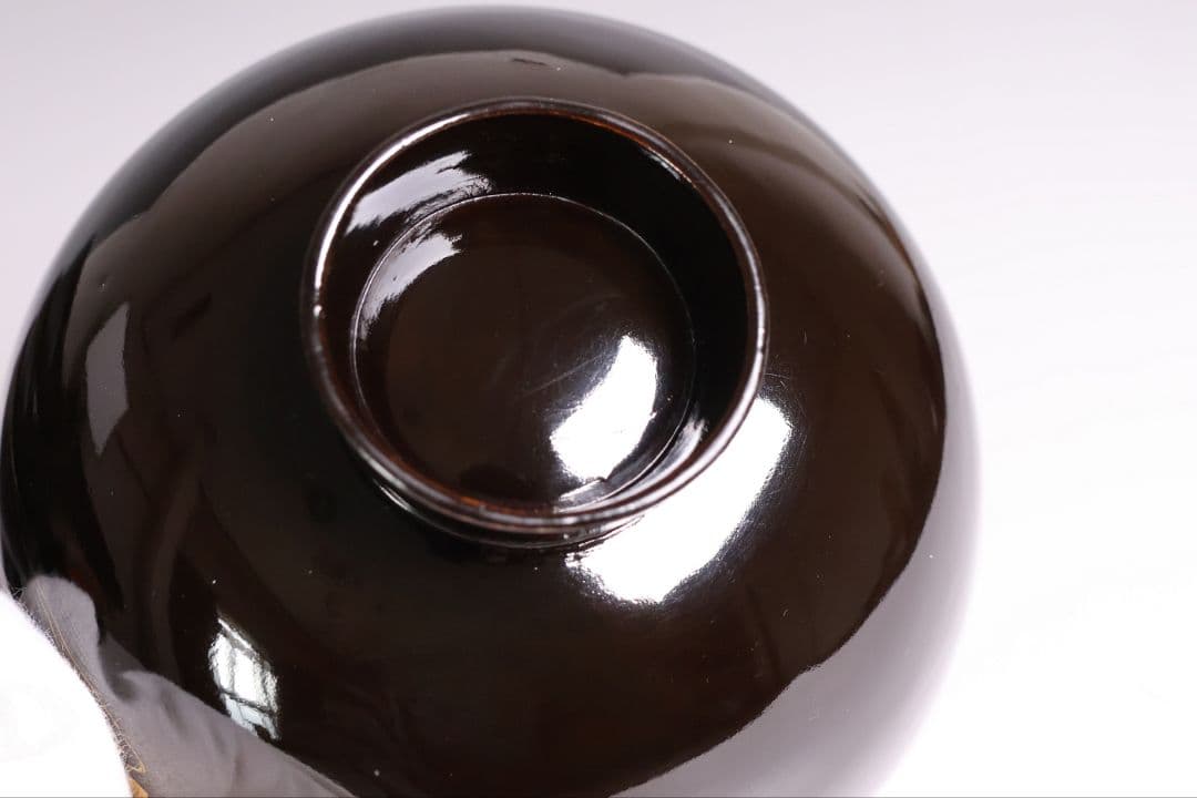 【CM438】時代蒔絵椀 天然木漆塗 花菖蒲金蒔絵 吸物椀 五客 杜若
