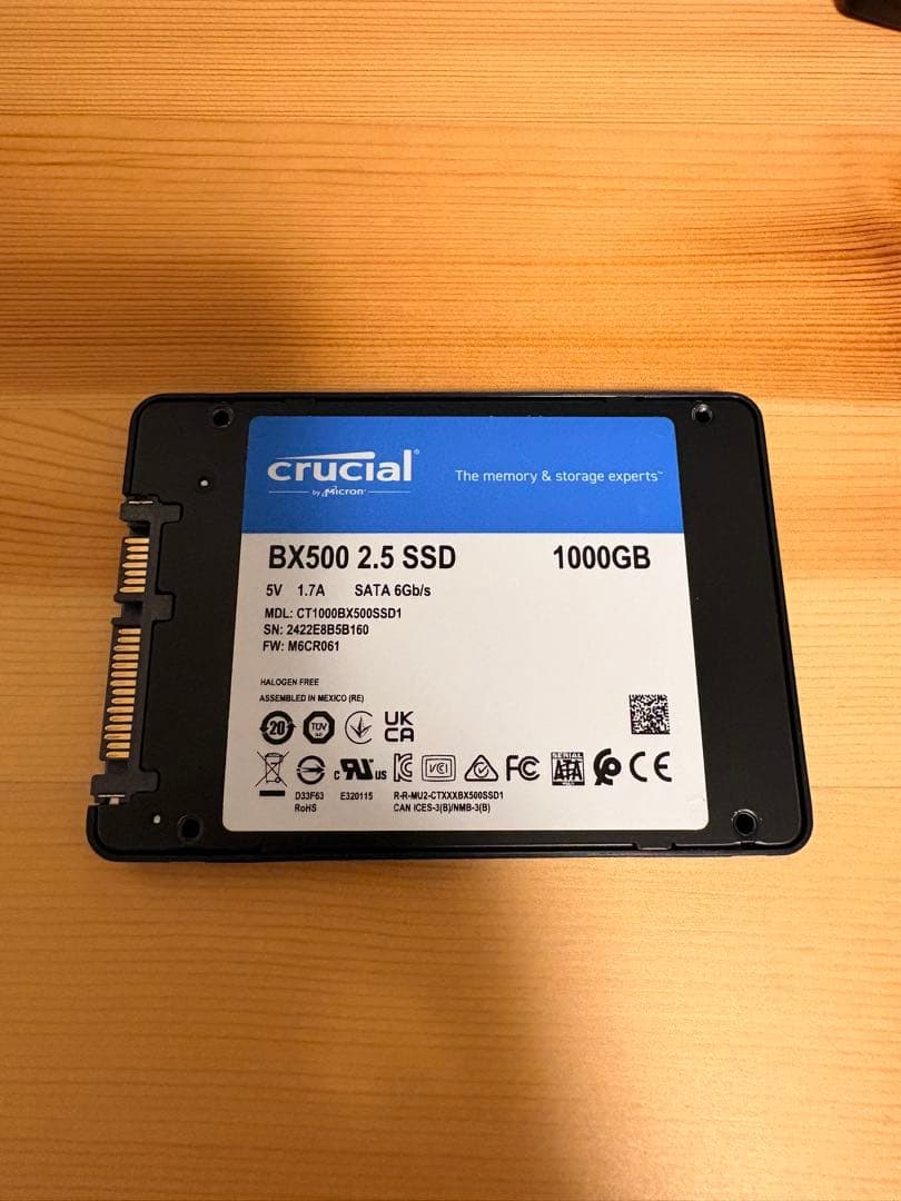 Crucial SSD BX500 1TB 2.5インチ SATA SSD