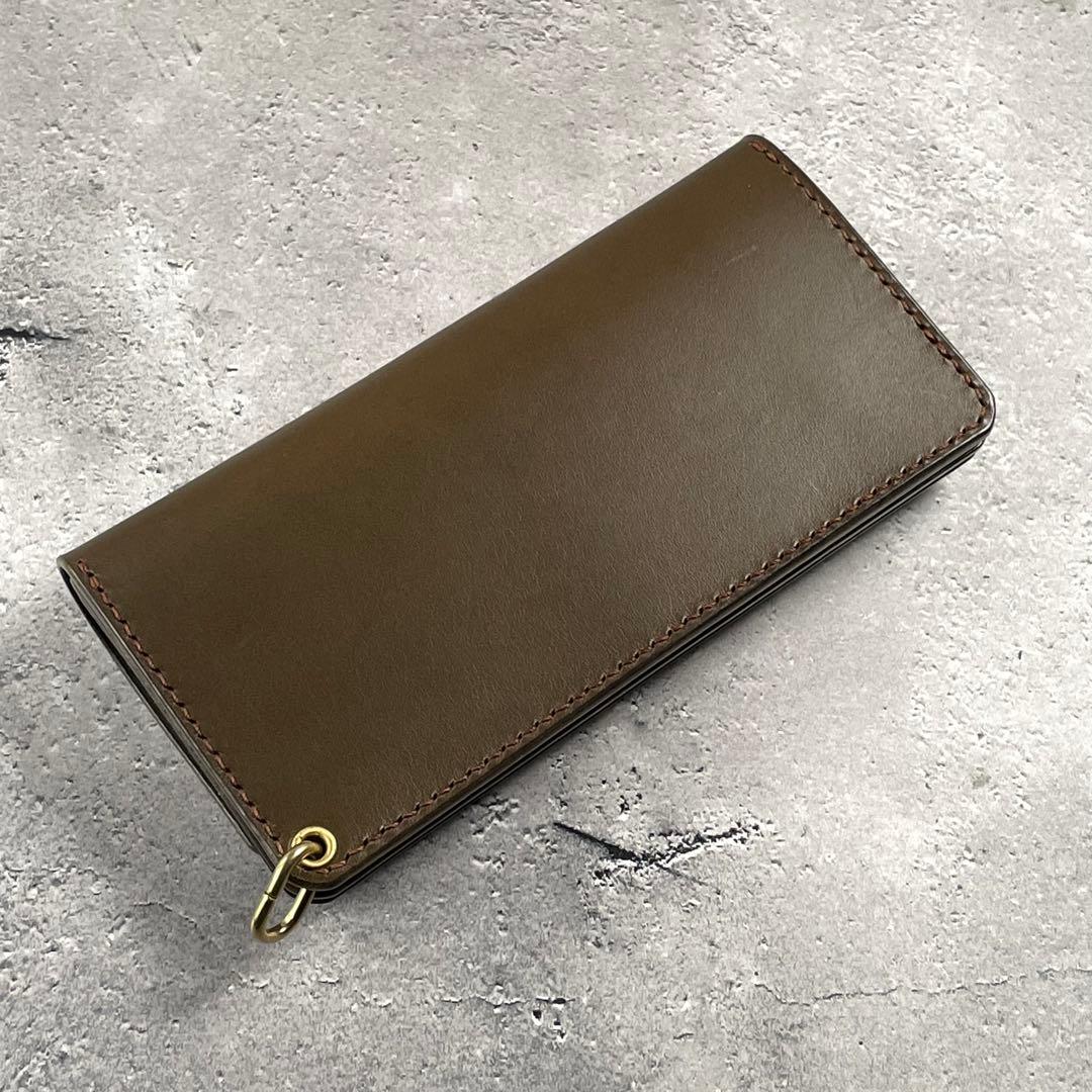 OUTLET ロングトラッカーウォレット　イタリアンオリーブ　ファスナーレス