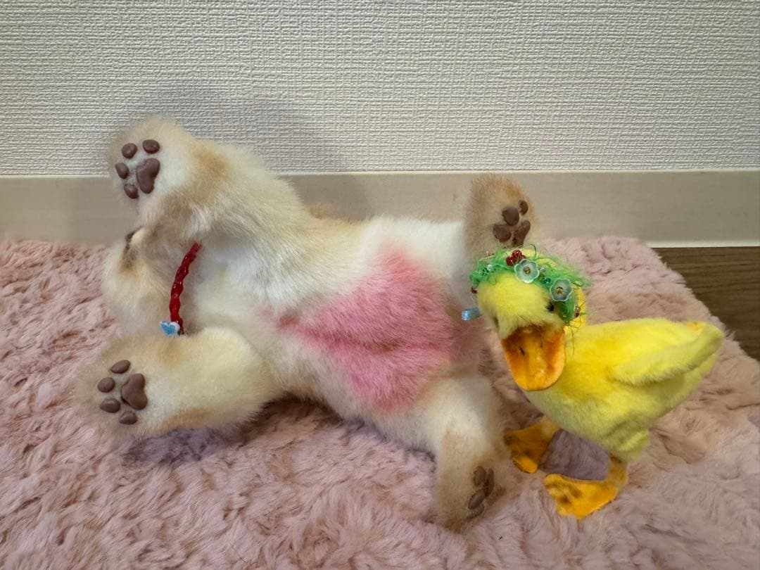 海外作家様作　アートドール　犬、アヒルセット